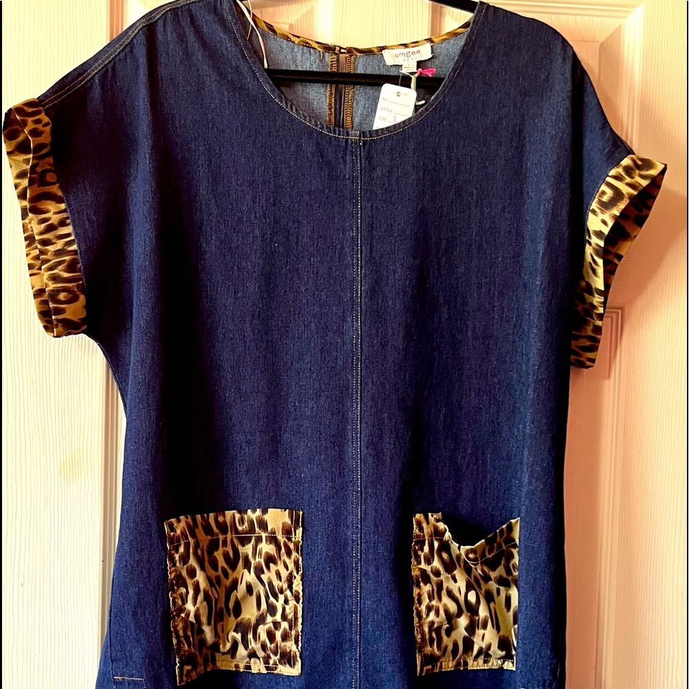 Blue Jean Dress w/Animal Print